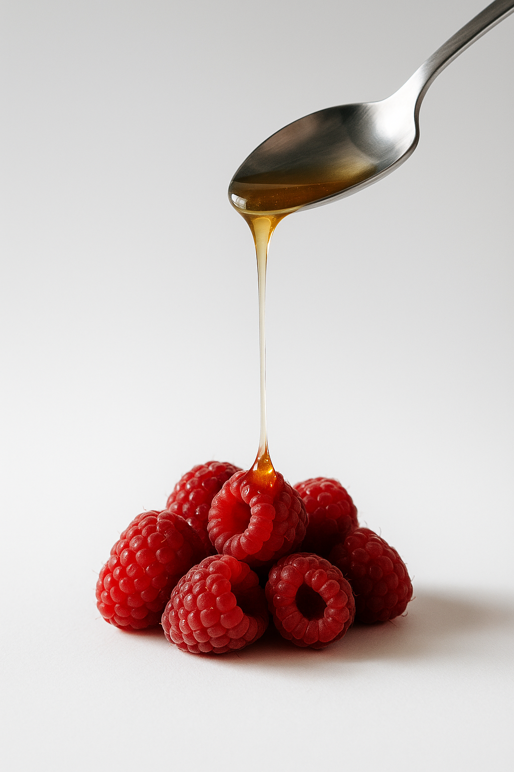 Raspberries with honey — product macro
